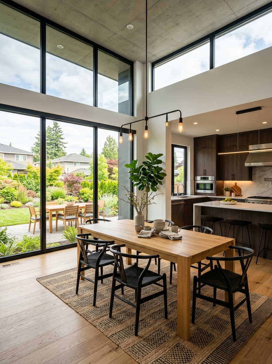 TrueVue dual-reflective window film on modern home dining area